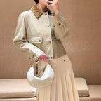 Women's Short Lightweight Trench Coat, Vintage Suede Lapel Jacket - Khaki, Army Green
