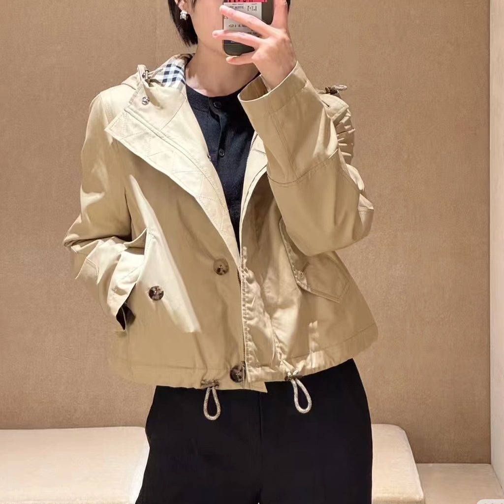 Women's Gabardine Short Windproof Snow Jacket - Khaki, Black