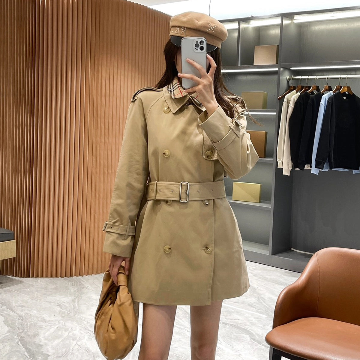 Short Detachable Collar Gabardine Trench Coat - Available in Two Colors