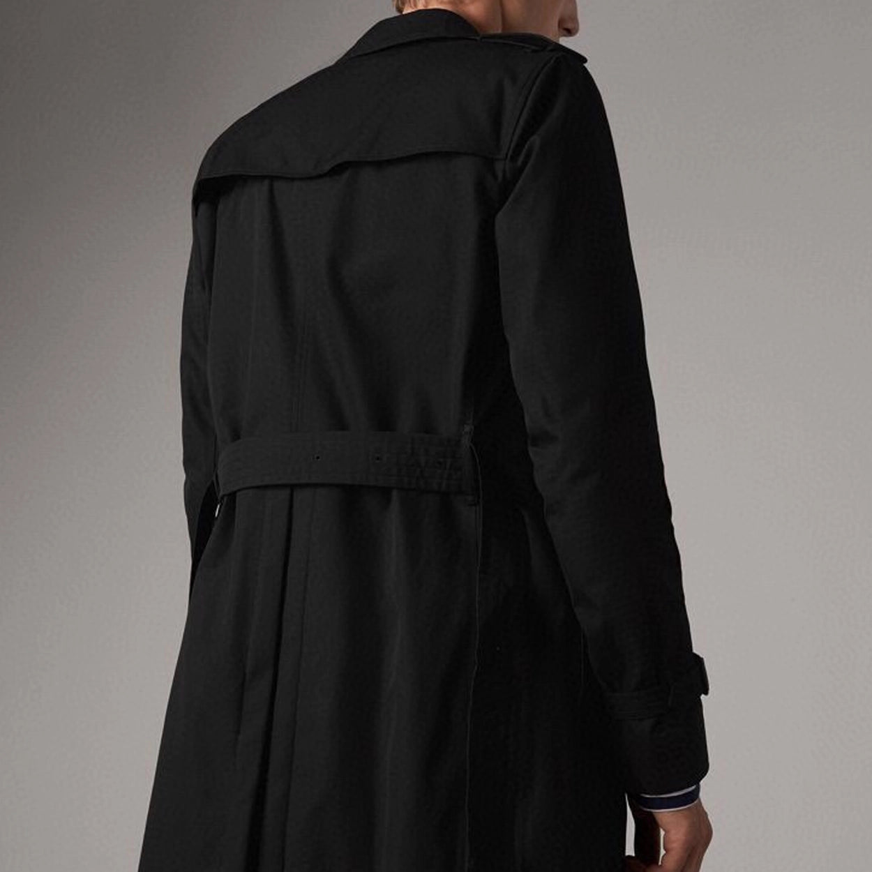 Men's Classic Mid-Length Trench Coat - Black