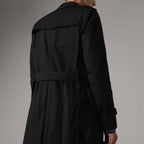 Men's Classic Mid-Length Trench Coat - Black