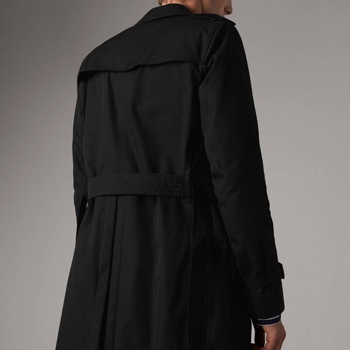 Men's Classic Mid-Length Trench Coat - Black