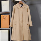 Women's Lined Printed Lightweight Gabardine Trench Coat - Khaki