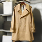 Women's Metal Button Cotton Blend Mid-Length Trench Coat - Khaki