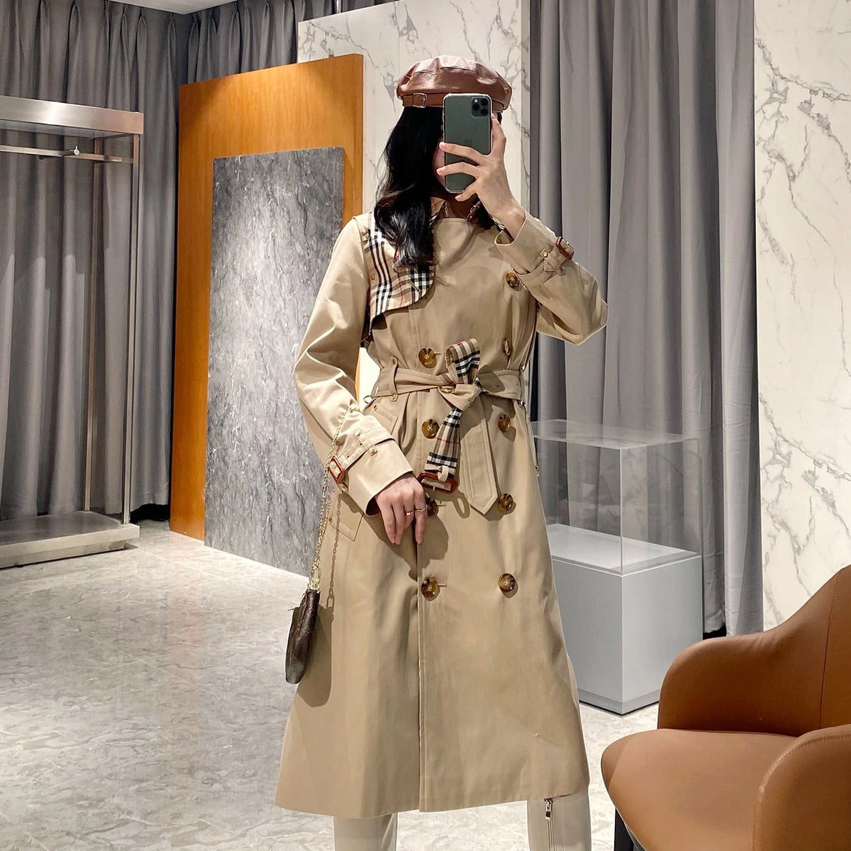 Women's Vintage Cut Long Twill Cotton Classic Trench Coat