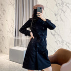 Women's Classic Long Trench Coat - Black