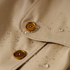 Women's Trench Coat with Metal Buttons, Double-Breasted, Belted - Khaki