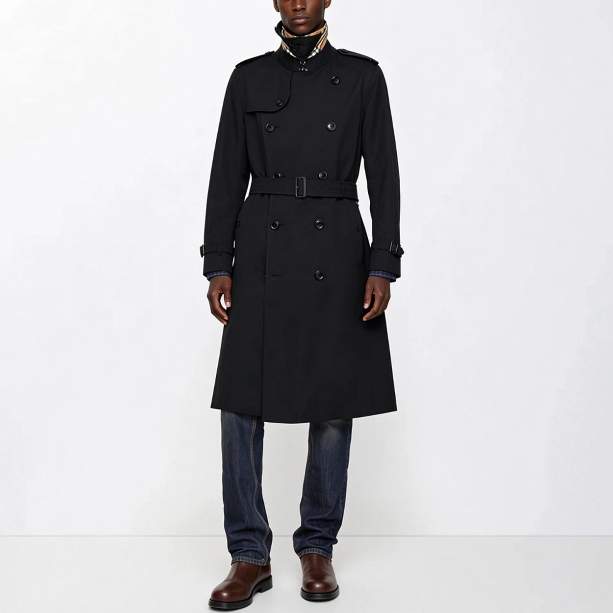 Men's Classic Long Gabardine Windbreaker Jacket