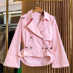 Women's lightweight gabardine hooded trench coat - floral pink, olive green, navy blue