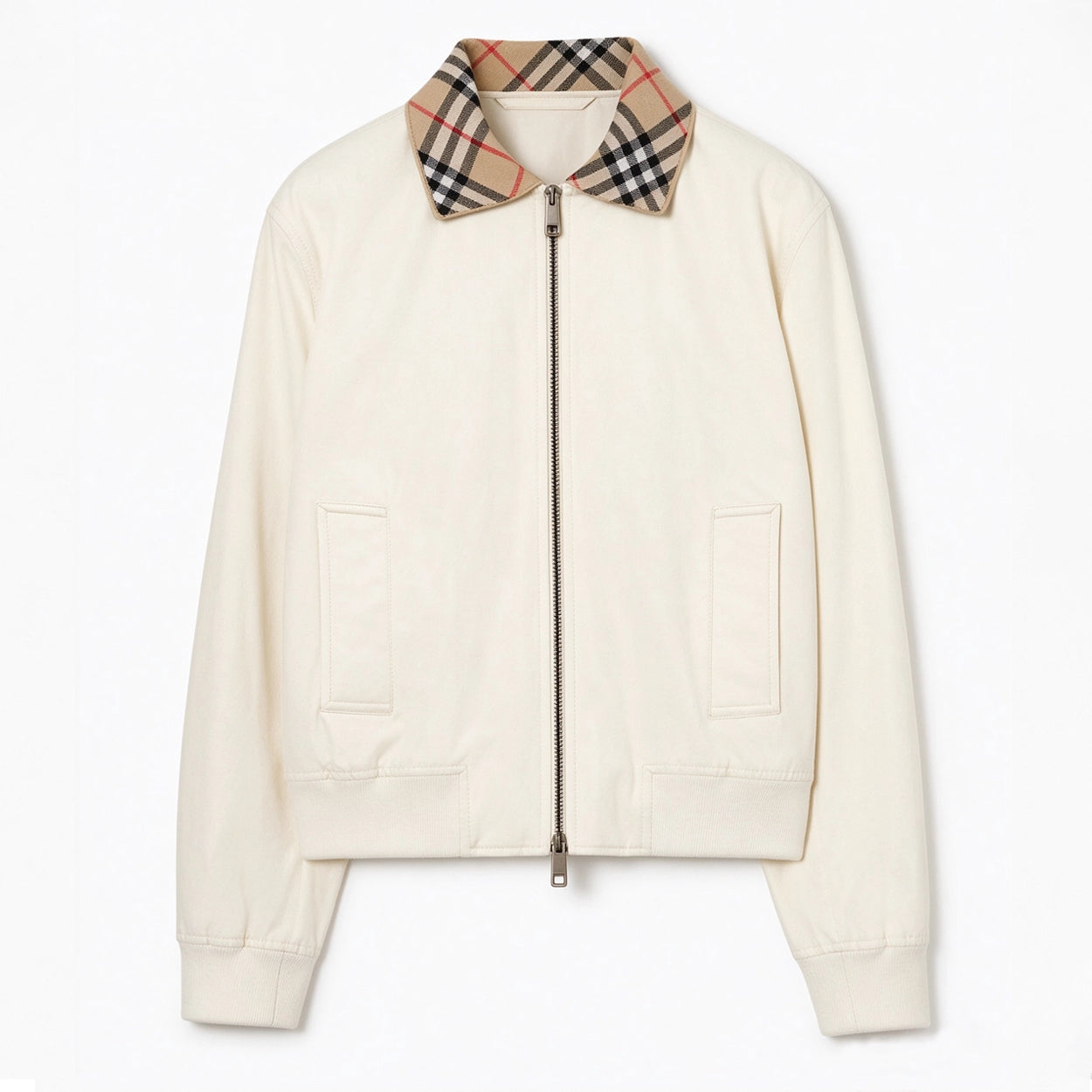 British-style short Harrington jacket, lightweight gabardine windbreaker for women - Tundra White, Pink Pearl