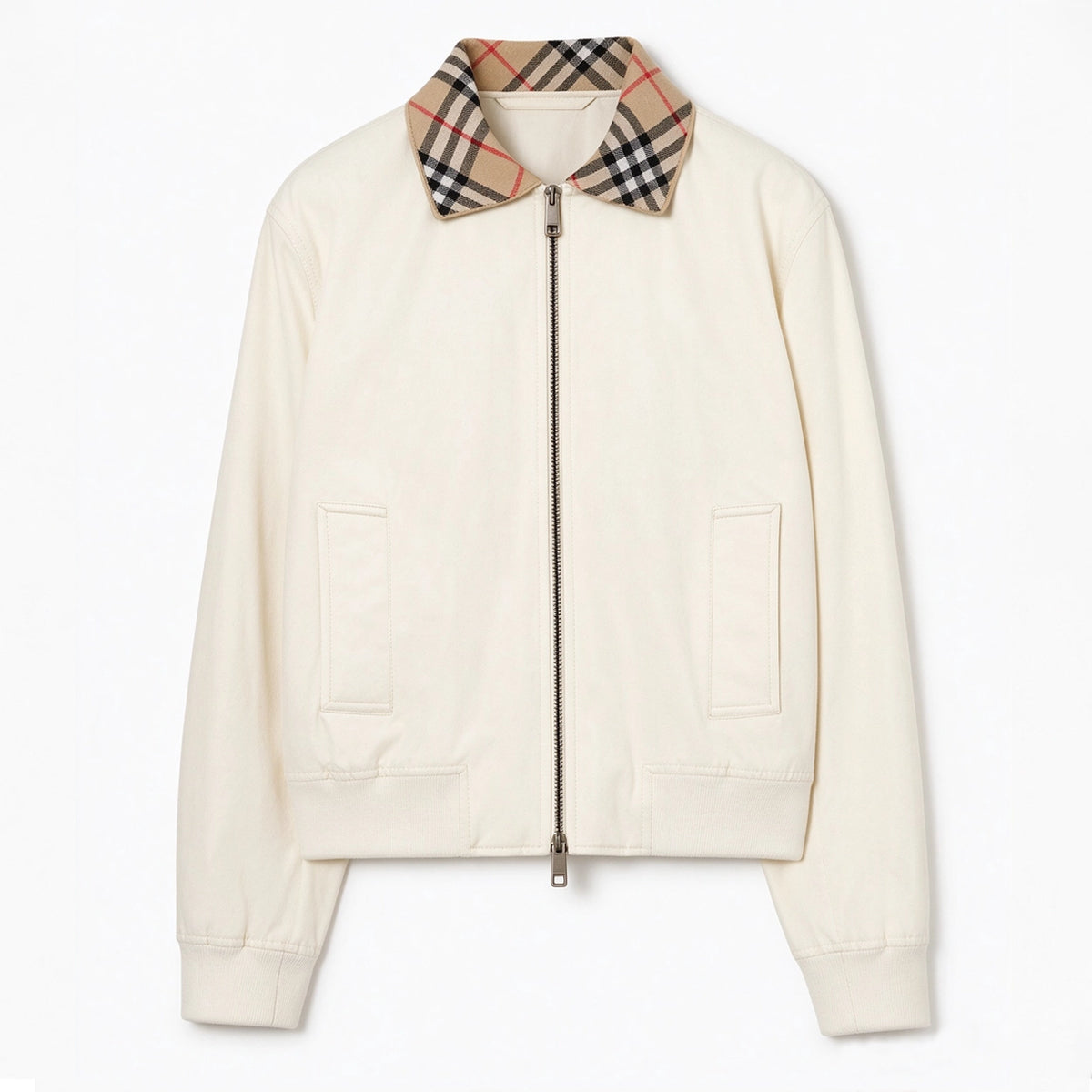 British-style short Harrington jacket, lightweight gabardine windbreaker for women - Tundra White, Pink Pearl