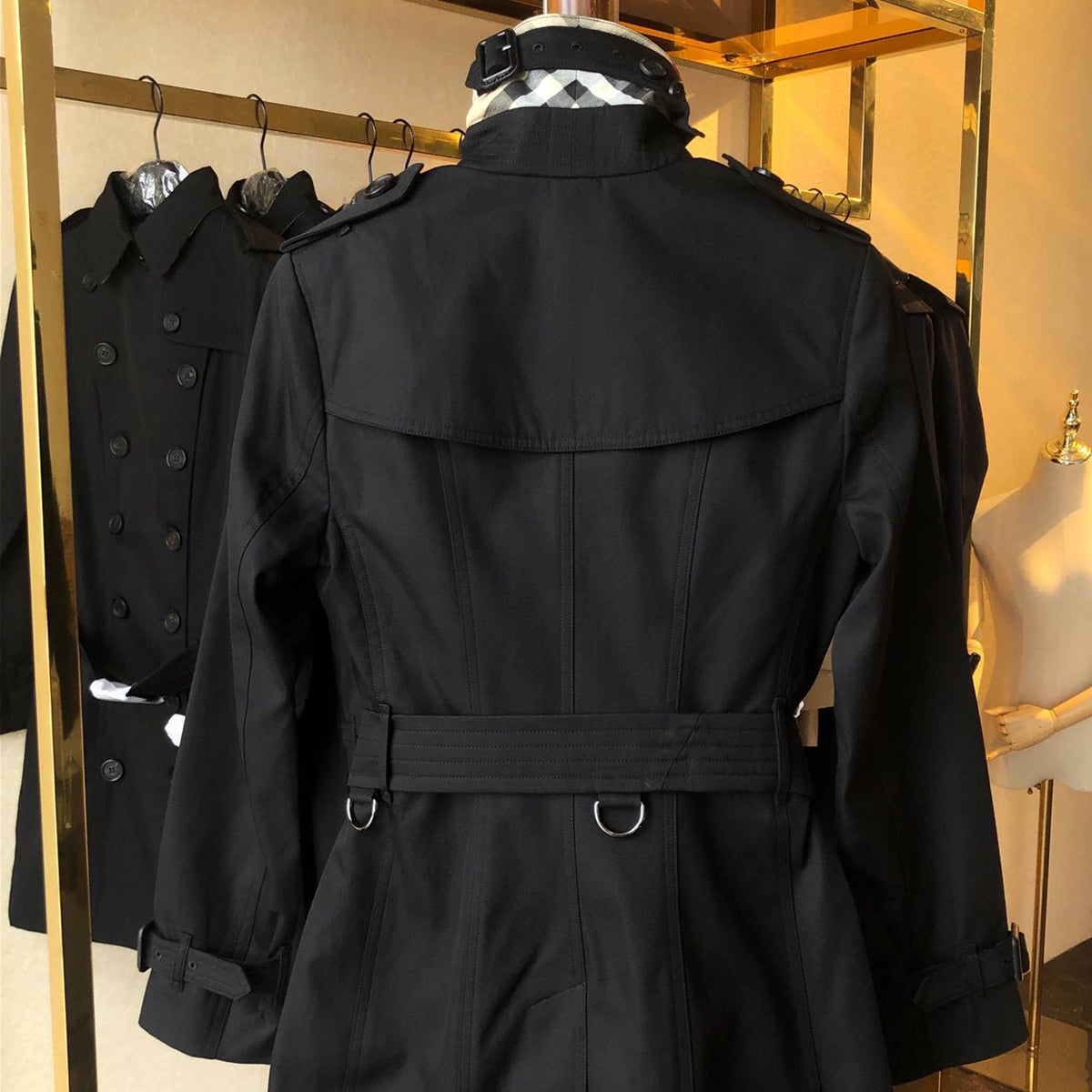 Women's Classic Short Trench Coat - Black