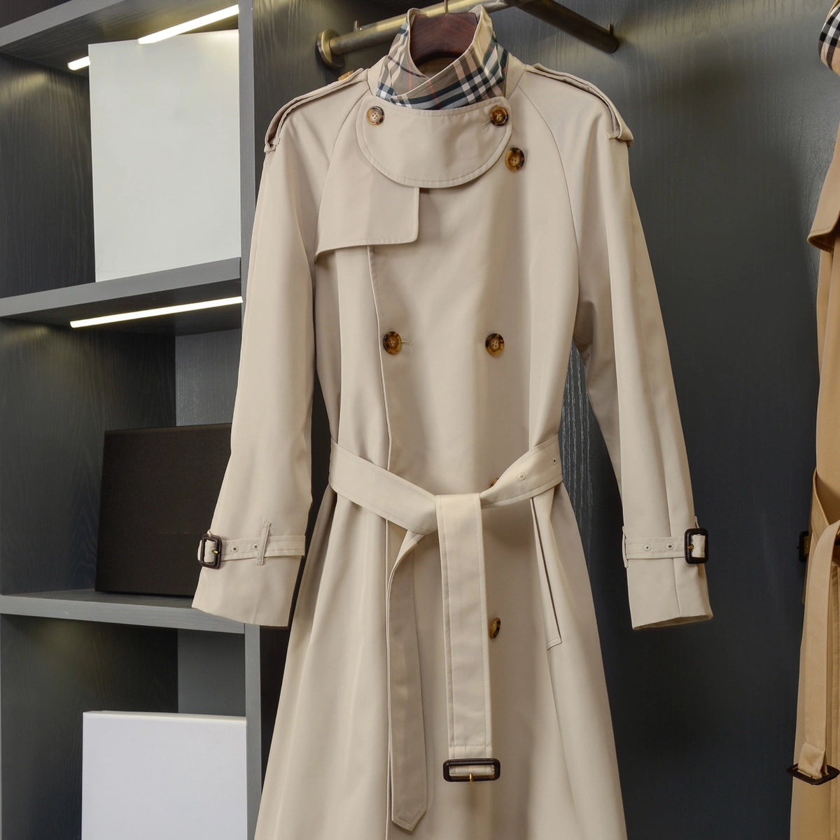 Women's Classic Long Gabardine Trench Coat
