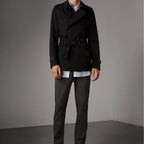 Men's Classic Short Trench Coat - Black