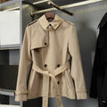 Short Slim-Fit Cotton-Blend Windproof Trench Coat
