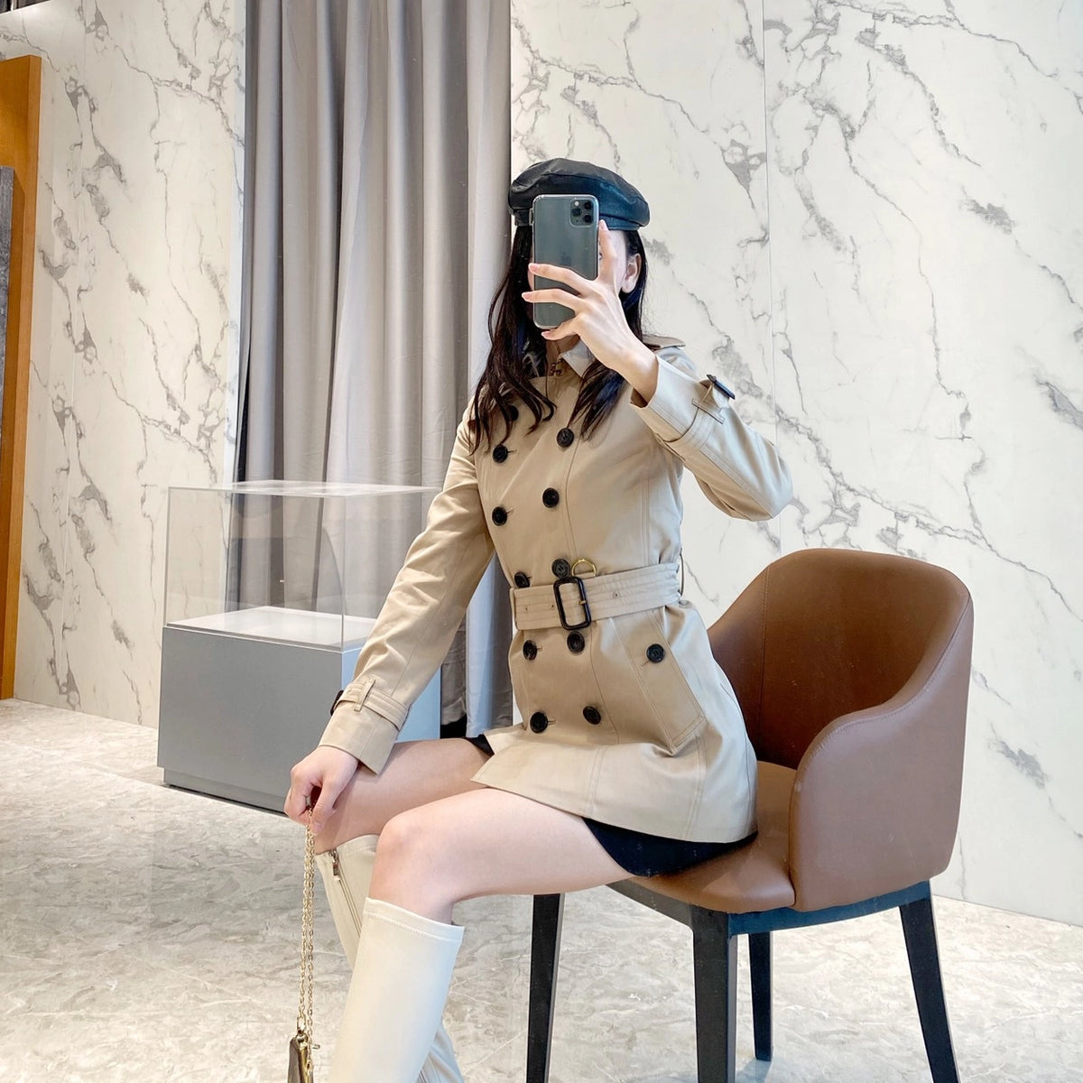 Women’s Classic Short Trench Coat - Khaki