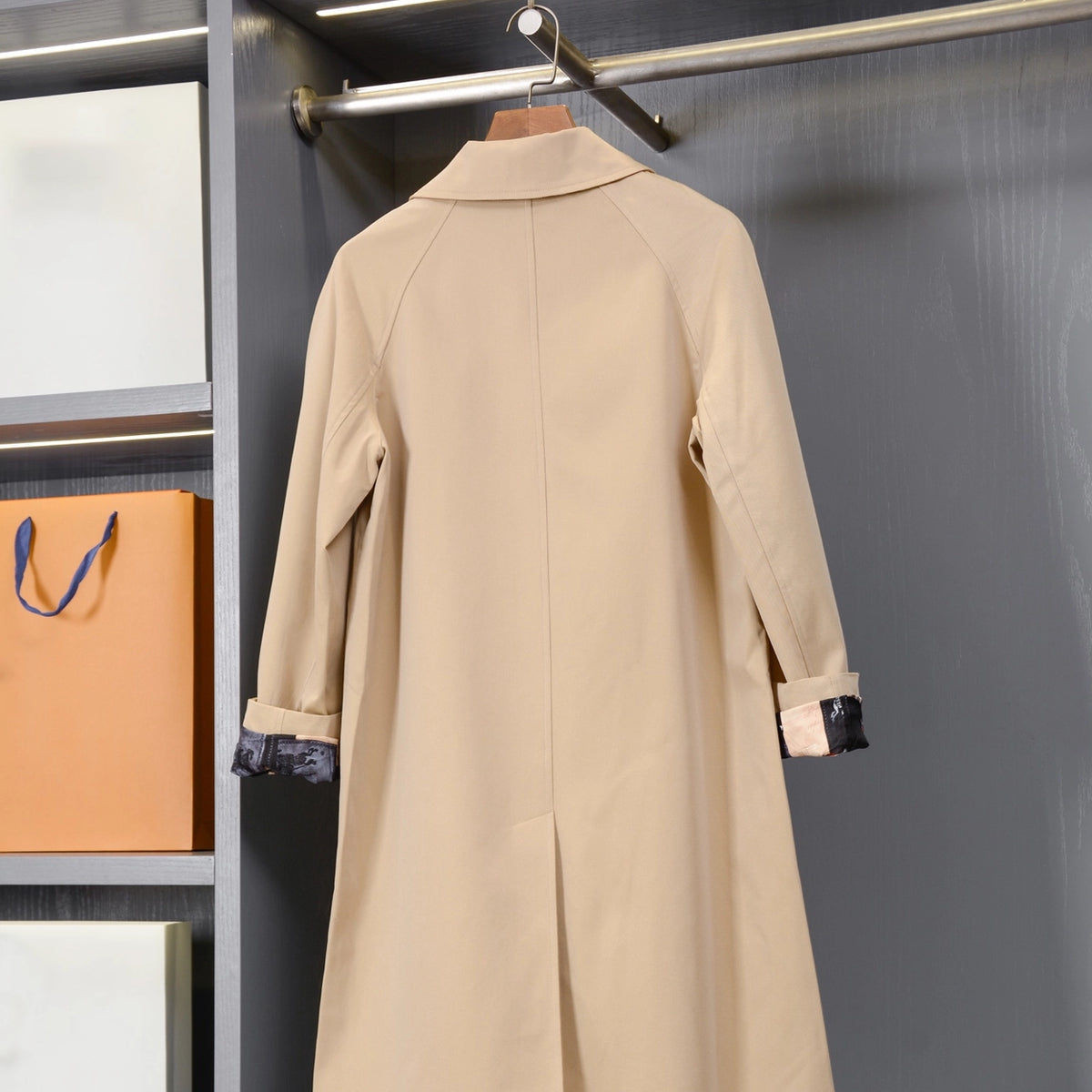 Women's Lined Printed Lightweight Gabardine Trench Coat - Khaki