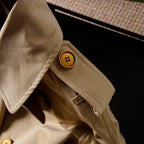 Women's Trench Coat with Metal Buttons, Double-Breasted, Belted - Khaki