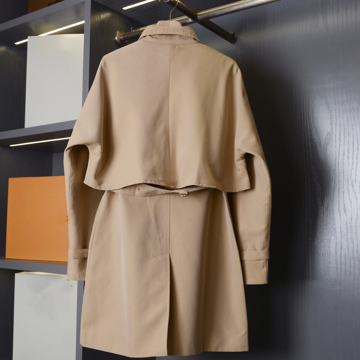 Women's Loose Cape-Style Lightweight Trench Coat, Shawl Casual Jacket - Khaki