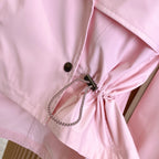 Women's lightweight gabardine hooded trench coat - floral pink, olive green, navy blue