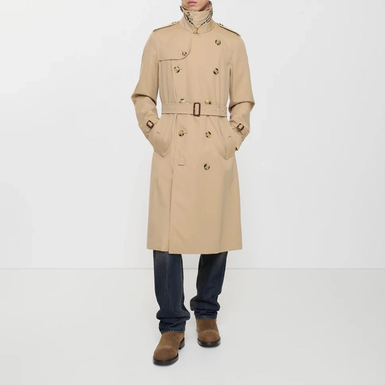 Men's Classic Long Gabardine Windbreaker Jacket