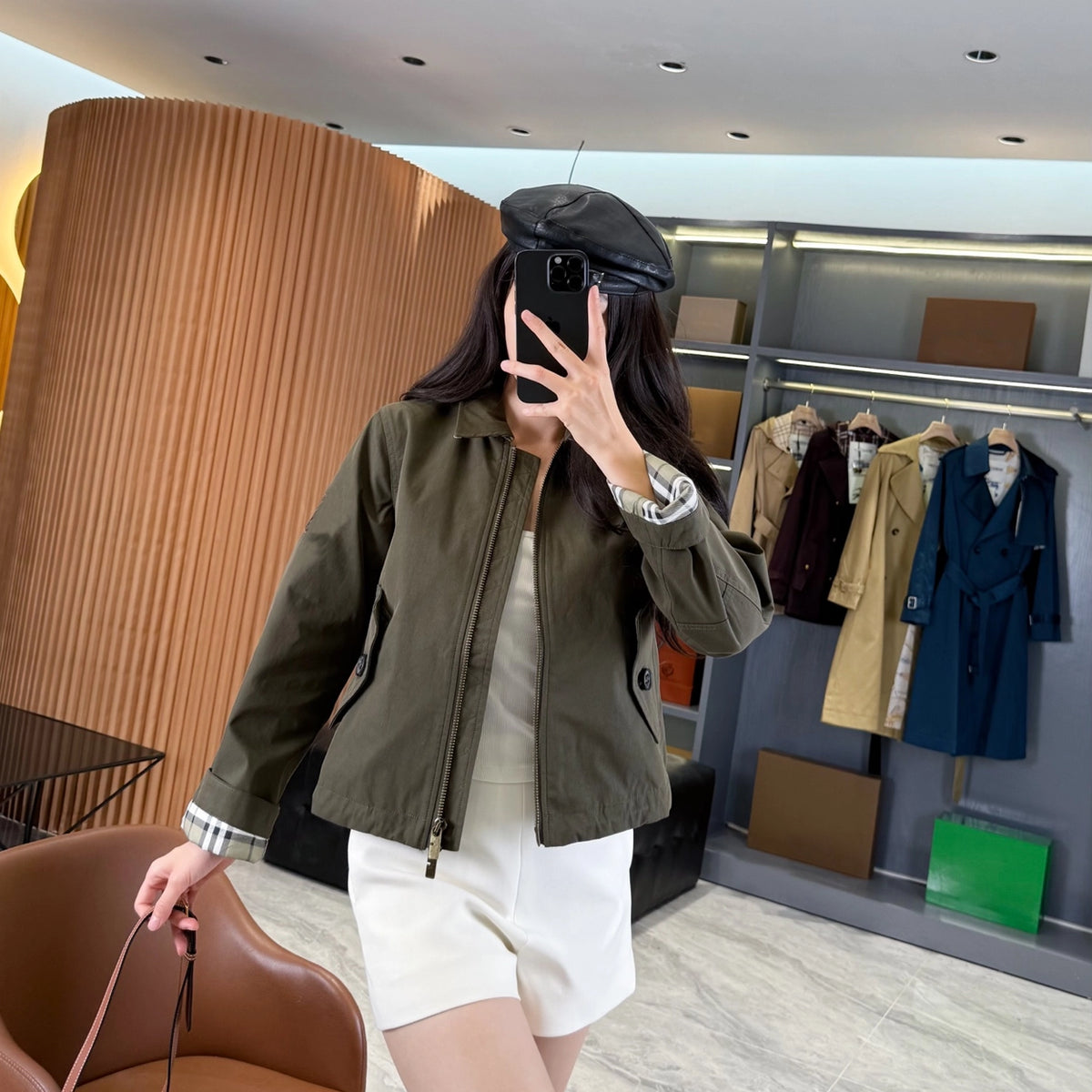 Unisex Gabardine Trench Coat with Belt, Simple Windbreaker Jacket - Army Green, Sand