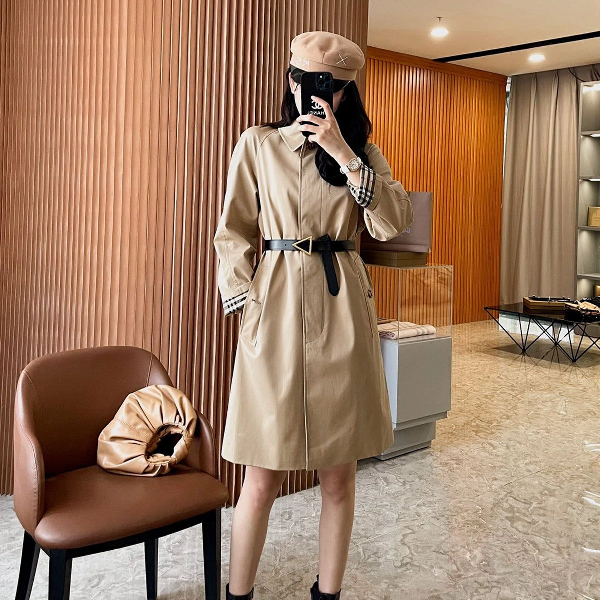 Women's Gabardine Lightweight Trench Coat, Raglan Sleeve, Single-Breasted, Simple Loose Jacket - Khaki, Black