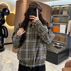 Unisex Plaid Patchwork Wool Harrington Jacket