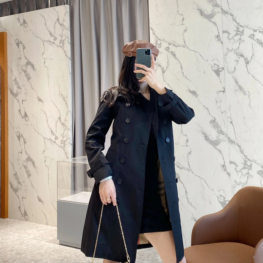Women's Classic Long Trench Coat - Black