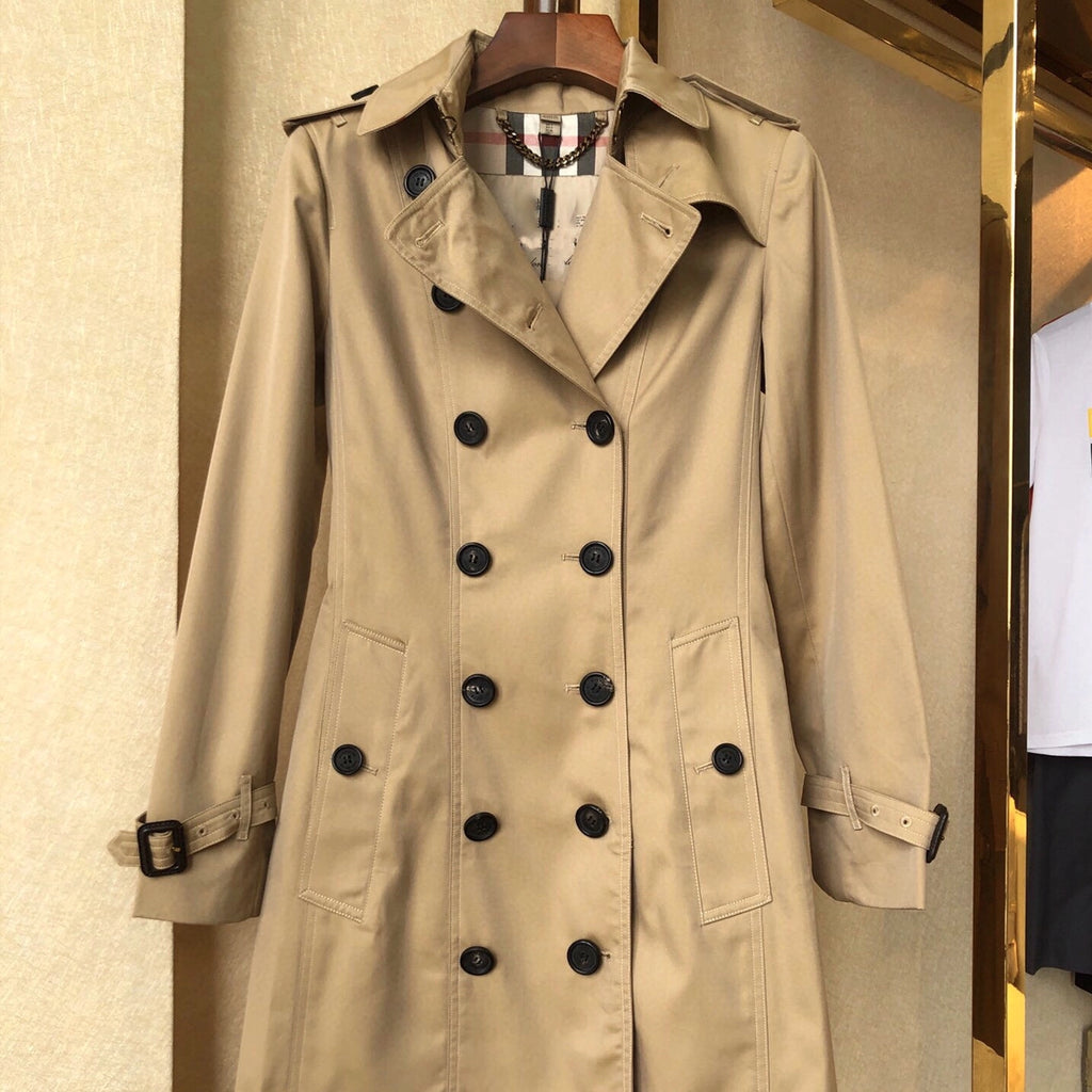 Women's Classic Mid-Length Trench Coat - Khaki