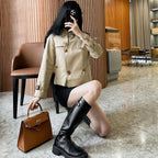 Women's Stand Collar Cotton Twill Short Trench Coat - Available in Two Colors