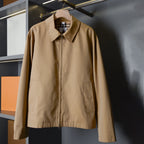 Loose Lapel Gabardine Jacket, Simple Cotton Windbreaker - Khaki, Black