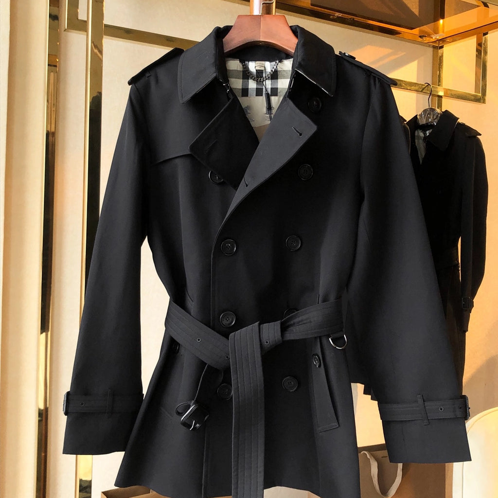 Men's Classic Short Trench Coat - Black