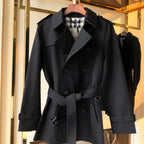 Men's Classic Short Trench Coat - Black
