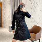Women's Classic Long Trench Coat - Black
