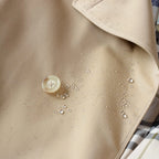 Women's Metal Button Cotton Blend Mid-Length Trench Coat - Khaki