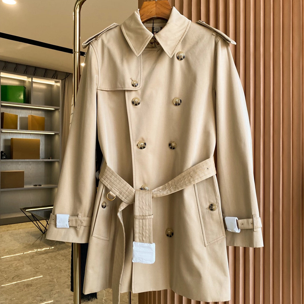 Men's classic straight-cut short trench coat - available in two colors