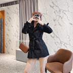 Women's Classic Short Trench Coat - Black