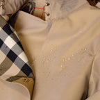 Women's large check collar cotton blend trench long coat