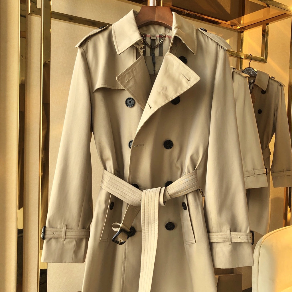 Men's Classic Mid-Length Trench Coat - Khaki
