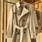 Men's Classic Mid-Length Trench Coat - Khaki