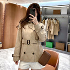 Short Slim-Fit Cotton-Blend Windproof Trench Coat