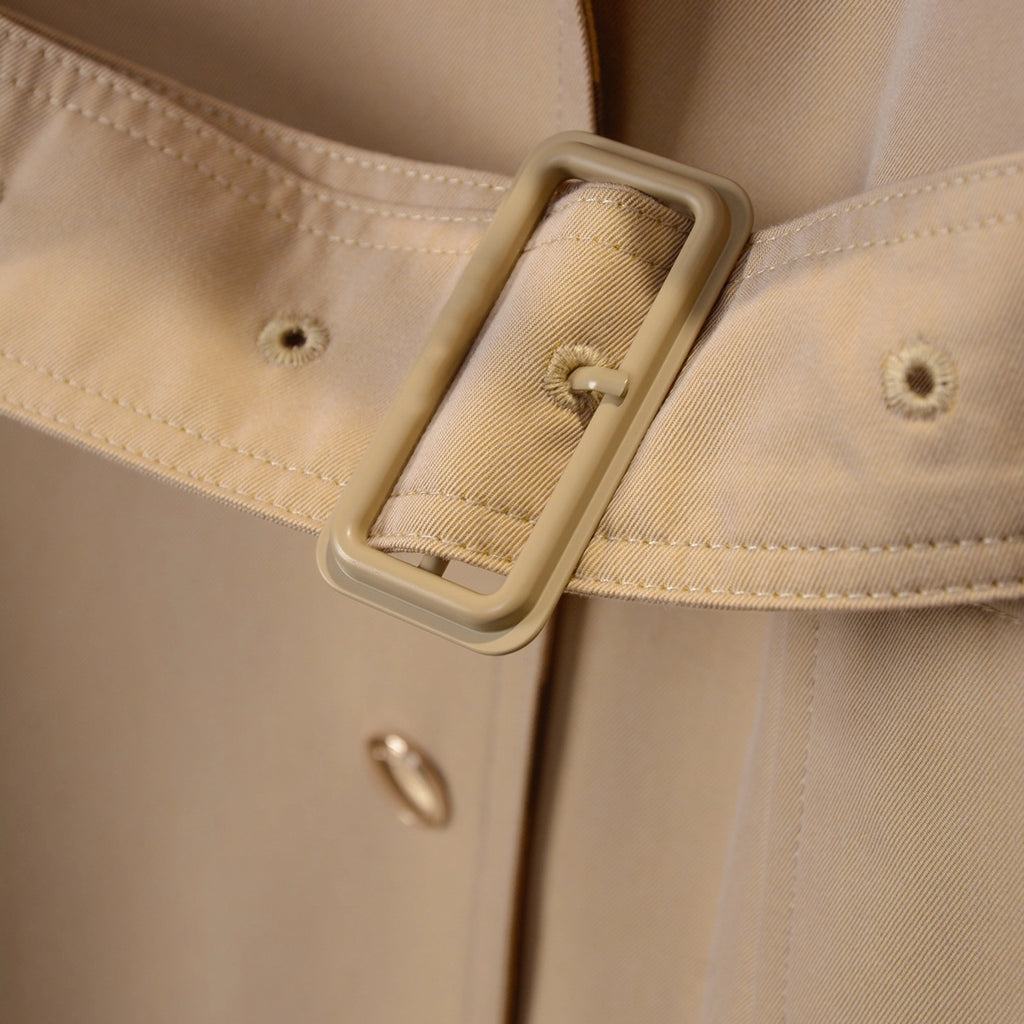 Women's large check collar cotton blend trench long coat