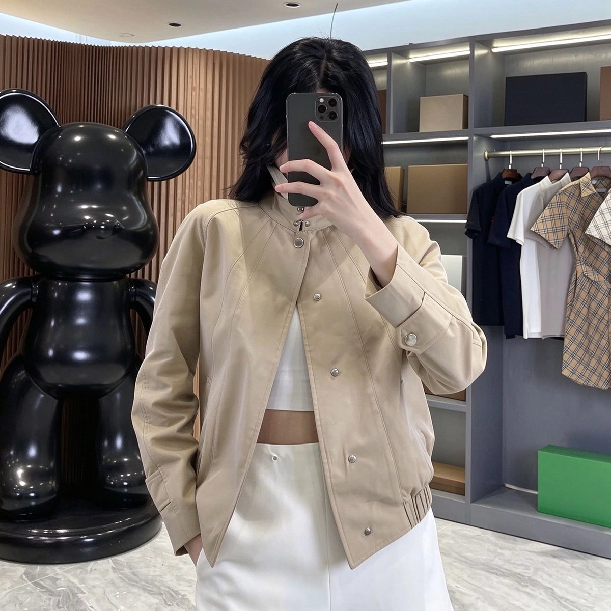 Women's Cotton Short Jacket - Khaki