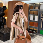 Women's Loose Cape-Style Lightweight Trench Coat, Shawl Casual Jacket - Khaki