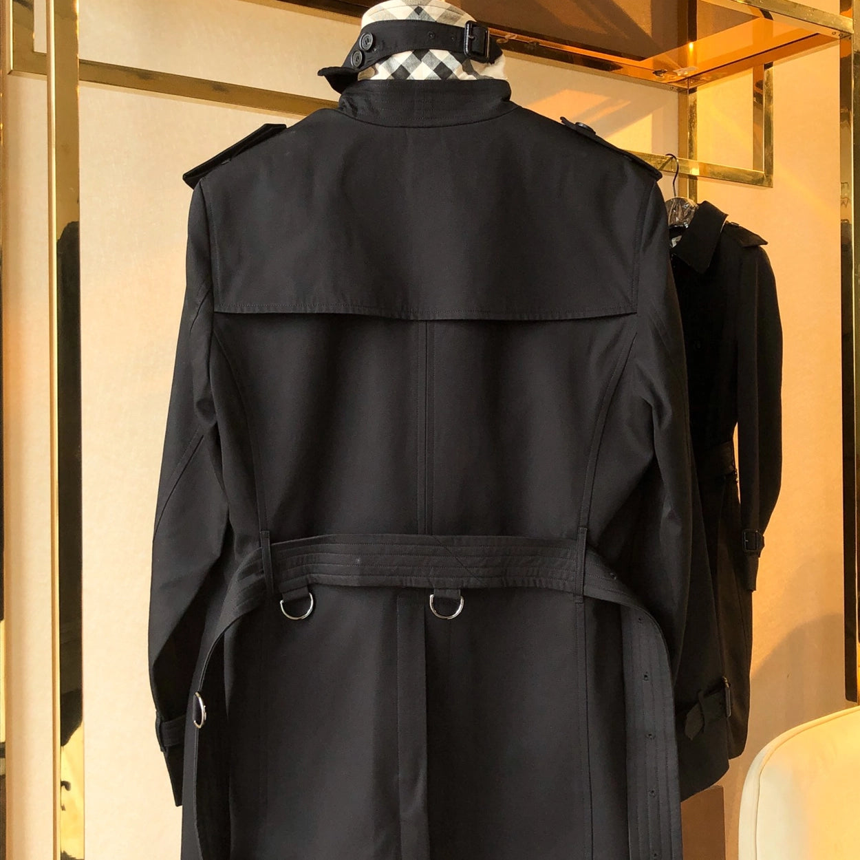 Men's Classic Short Trench Coat - Black