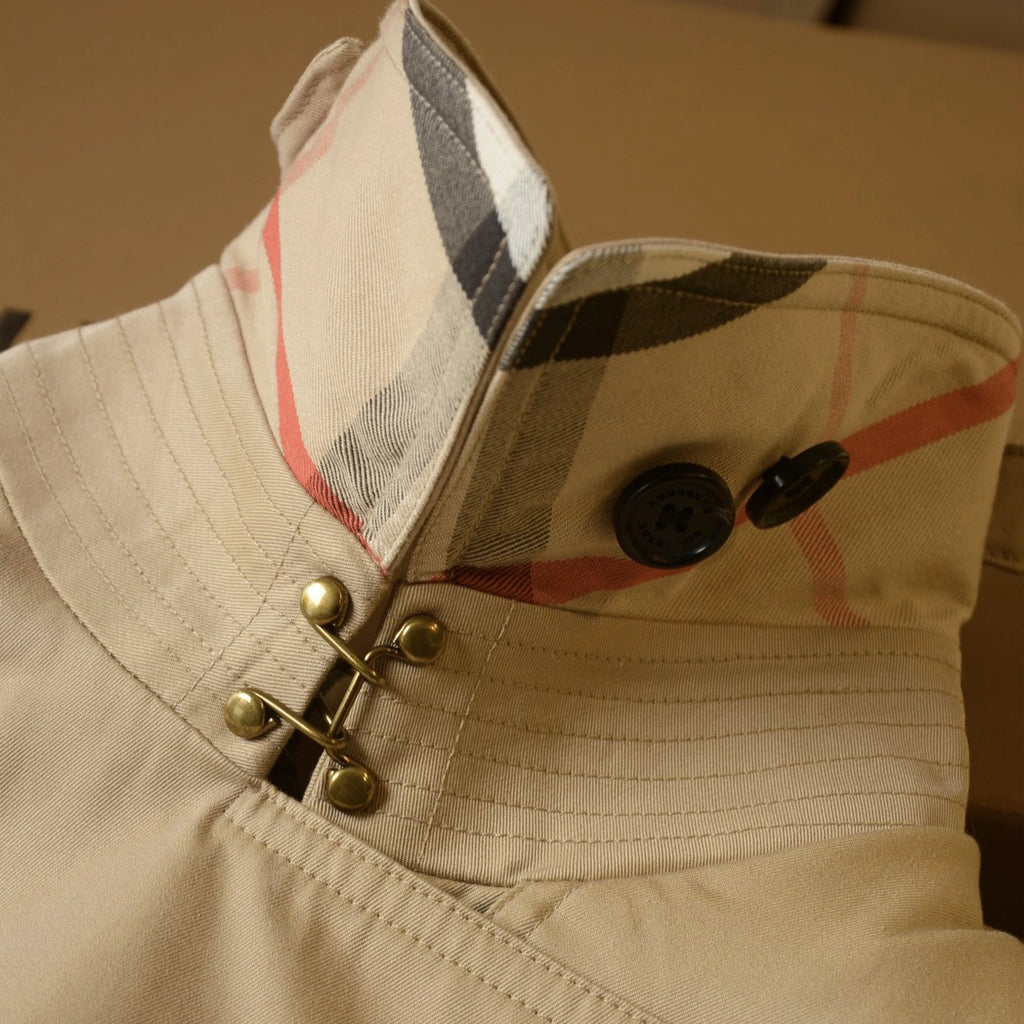 Men's Classic British-Style Long Trench Coat - Khaki