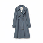 Long lightweight gabardine trench coat with belt, windproof jacket - Sailor Blue, Khaki
