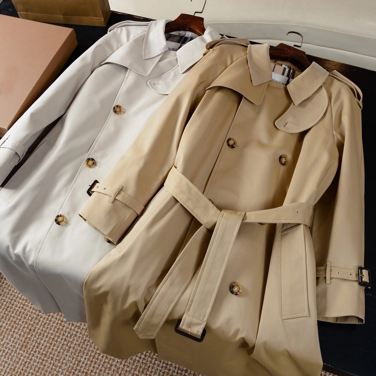 Women's Classic Long Gabardine Trench Coat