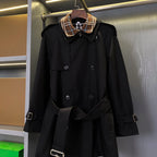 Short Detachable Collar Gabardine Trench Coat - Available in Two Colors